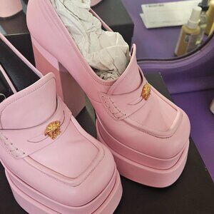 VERSACE JUNO CANDY PINK PLATFORM PUMPS